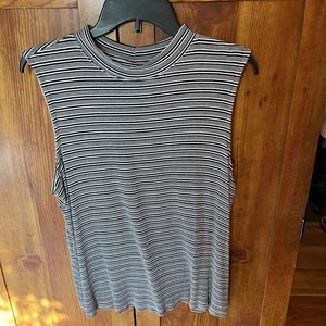 Apt. 9 Turtleneck Black & White Striped Tank Top XXL